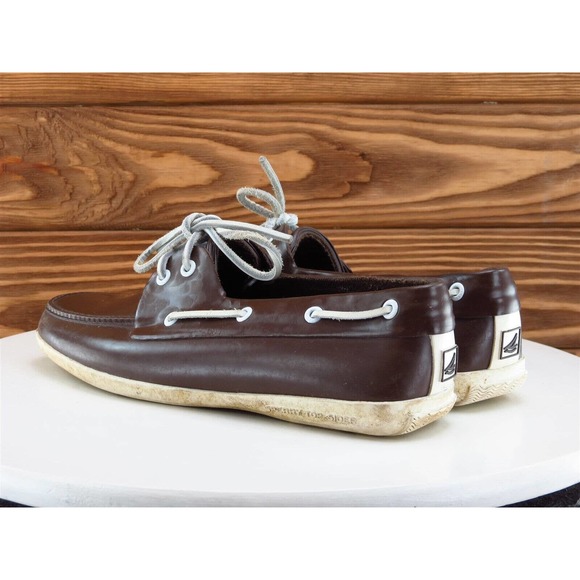 SPERRY Top-Sider Size 7.5 Boat Shoe Brown Rubber Medium Lace Up Women - Picture 9 of 11